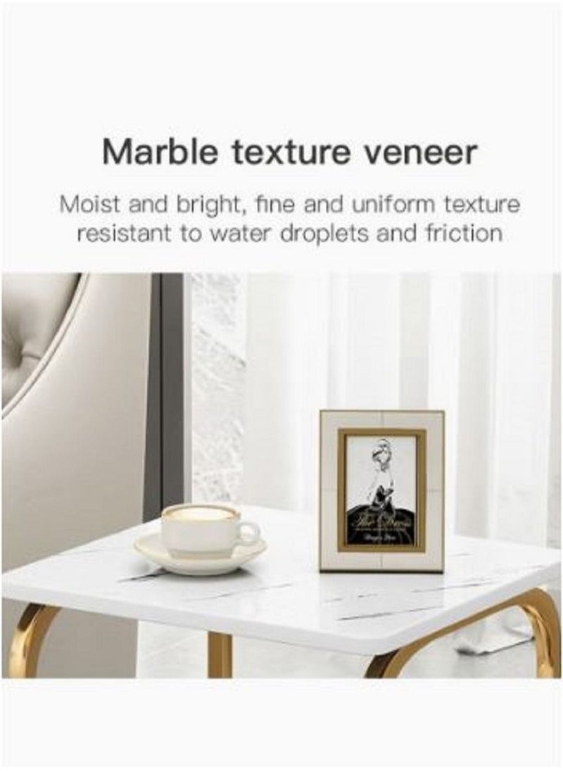 AGD - Modern End Table With Storage Basket Sofa Side Table With Marble Design For Living Room - Image 1
