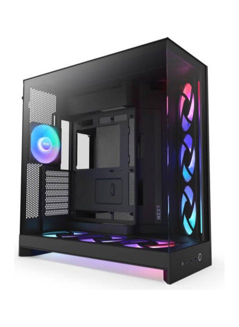 H9 Flow RGB+, Large Dual-Chamber Mid-Tower ATX Airflow Case with RGB and Control Hub, Panoramic Glass, Supports Dual 360mm Radiators, Up to 10 Fans, E-ATX Compatibility, Black | CM-H92FB-P1