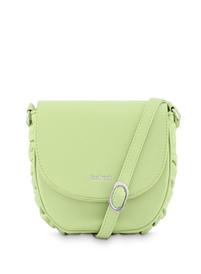 Fastrack Chic Casual Sling Bag for Women | Semi PU Handbag with Top Zipper & Button Flap | Stylish Crossbody with Adjustable Sling Strap for Casual & Party Use