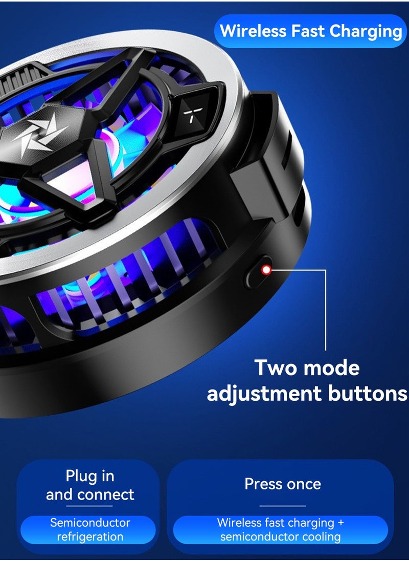 Magnetic Cell Phone Cooler,15W Magnetic Fast Charger,Game Semiconductor Cool with LED Temperature Display,for Gaming and Live Streaming Cellphone Radiator