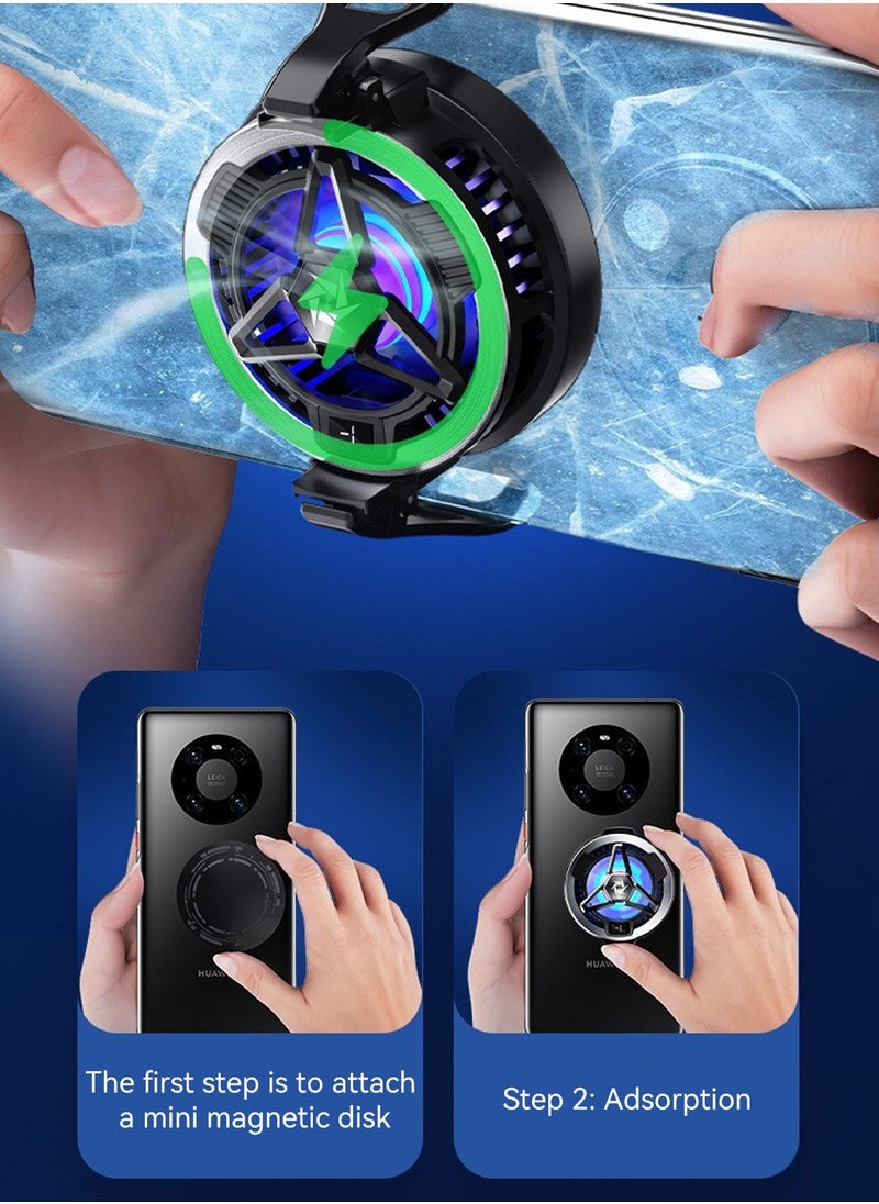 Magnetic Cell Phone Cooler,15W Magnetic Fast Charger,Game Semiconductor Cool with LED Temperature Display,for Gaming and Live Streaming Cellphone Radiator