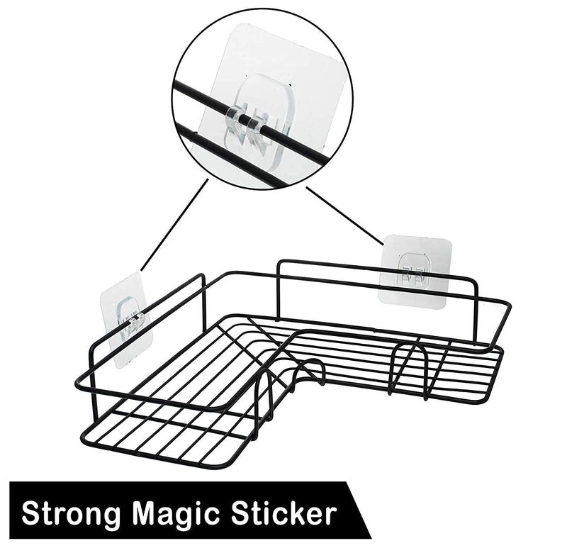 WOX MOX WOX MOX Adhesive Stainless Steel Bathroom Corner Shelf Shelf Organizer Storage Shower Caddy Rack for Bathroom Living Room and Kitchen  - Image 2