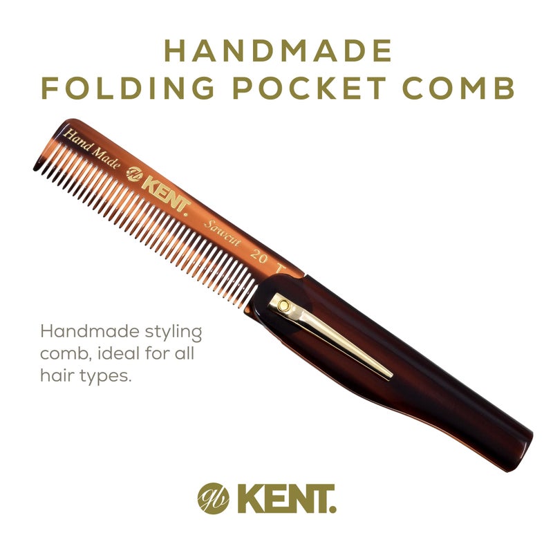 Kent 20T Handmade Folding Pocket Comb for Men, Fine Tooth Hair Comb Straightener for Everyday Grooming Styling Hair, Beard or Mustache, Use Dry or with Balms, Saw Cut Hand Polished, Made in England - Image 3