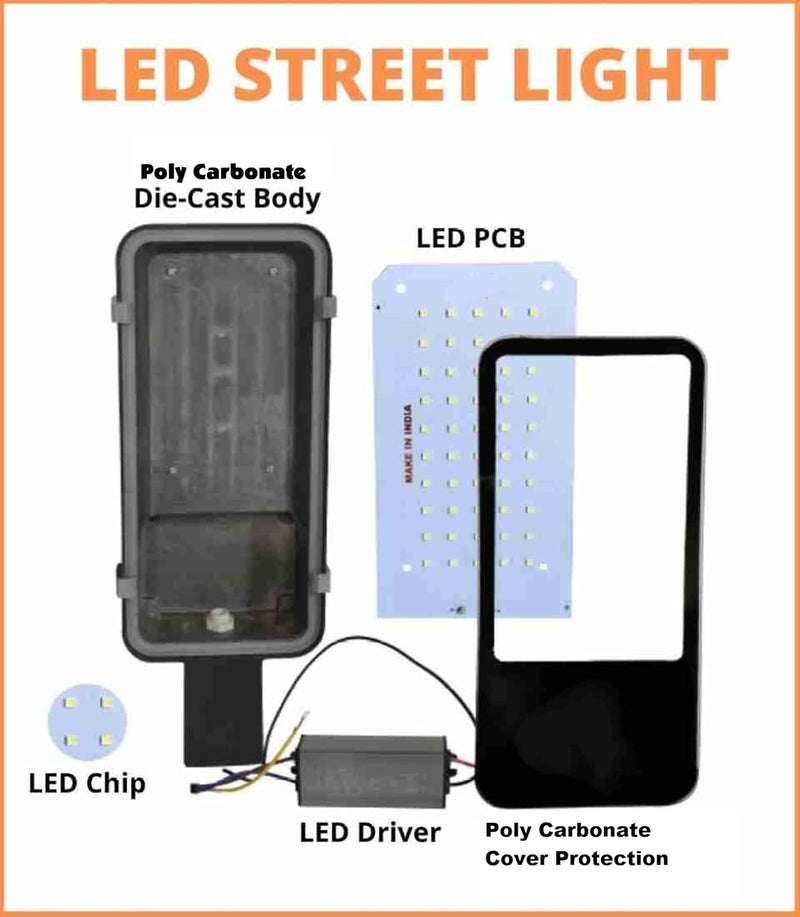 PE Plastic 24 Watts Led Street Light Waterproof Ip65 Poly Carbonate Body, 140 Per Watt Lumens Free Wall Clamp (Pack Of 10) - Image 3