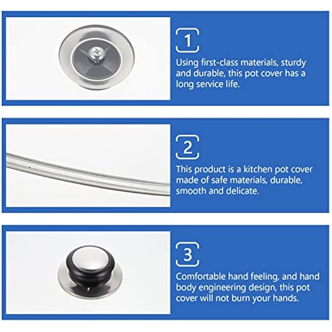 DOITOOL Square Glass Lid For Grill Pans Replacement Pan Lid Cover With Handle 30Cm Glass Top Covers For Skillets Pots Frying Pans Cast Iron Universal All Cookware - Image 4