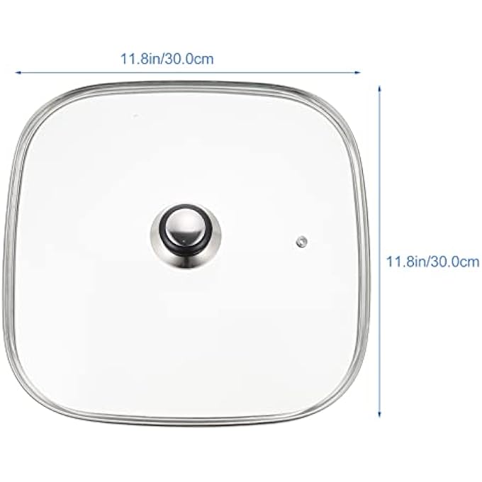 DOITOOL Square Glass Lid For Grill Pans Replacement Pan Lid Cover With Handle 30Cm Glass Top Covers For Skillets Pots Frying Pans Cast Iron Universal All Cookware - Image 5