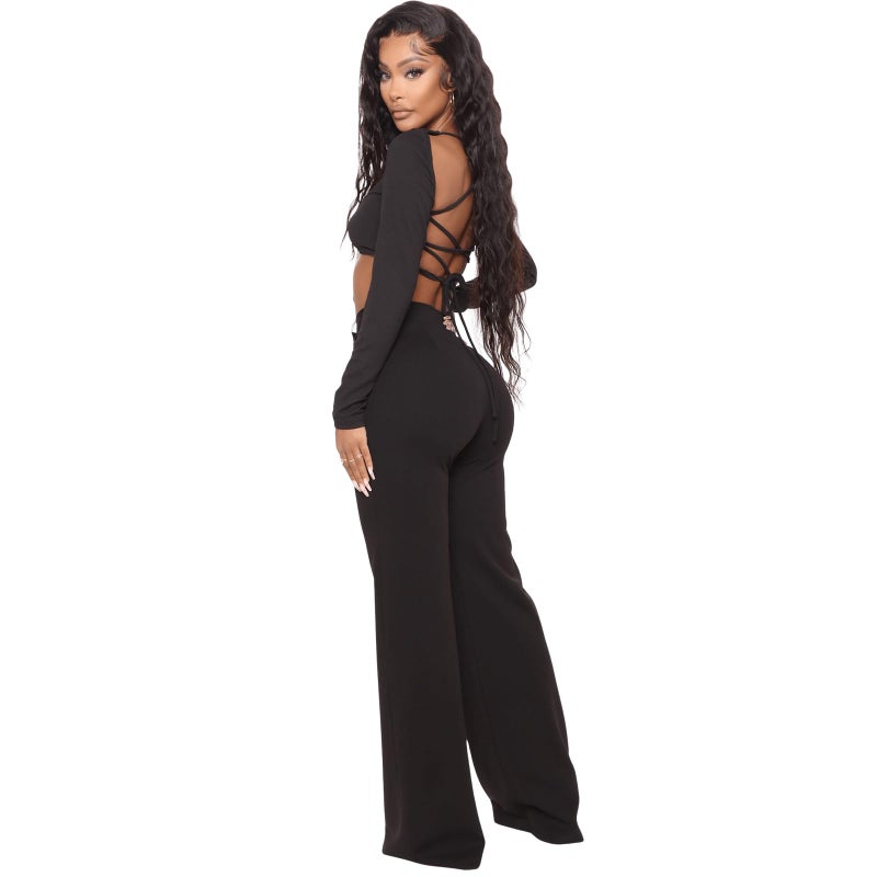 Charyeah Wide Leg Work Pants for Womens High Waisted Pants Business Office Trousers Straight Leg Pants for Curvy Bottom Black - Image 4
