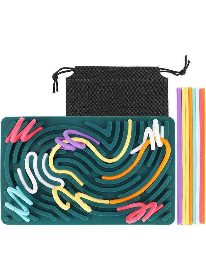 Sensory Activity Board,Double-Sided Silicone Fidget Toy for Kids  Adults Calming for Anxiety, ADHD  Autism Sensory Toys for Kids 3+ Portable with Travel Bag  20 Strings  - Image 1