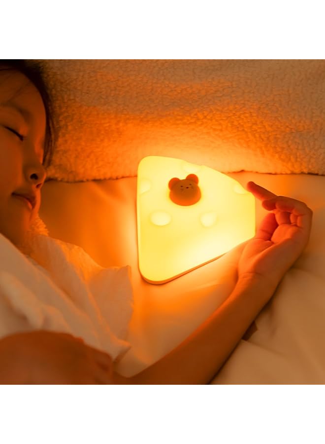 The Bros Kids Night Light, Adjustable Brightness Kids Night Light, Cheese LED Night Light Rechargeable, 15 Minute Timer, Kawaii Baby Night Light Room Decoration, Christmas Gift for Boys and Girls - Image 1