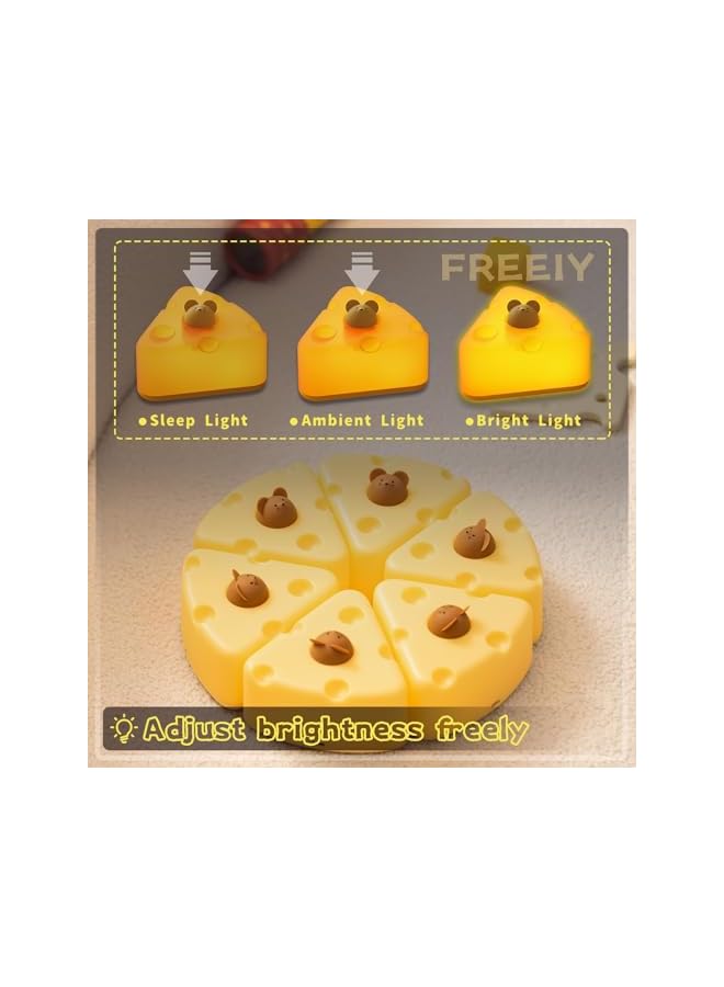 The Bros Kids Night Light, Adjustable Brightness Kids Night Light, Cheese LED Night Light Rechargeable, 15 Minute Timer, Kawaii Baby Night Light Room Decoration, Christmas Gift for Boys and Girls - Image 3