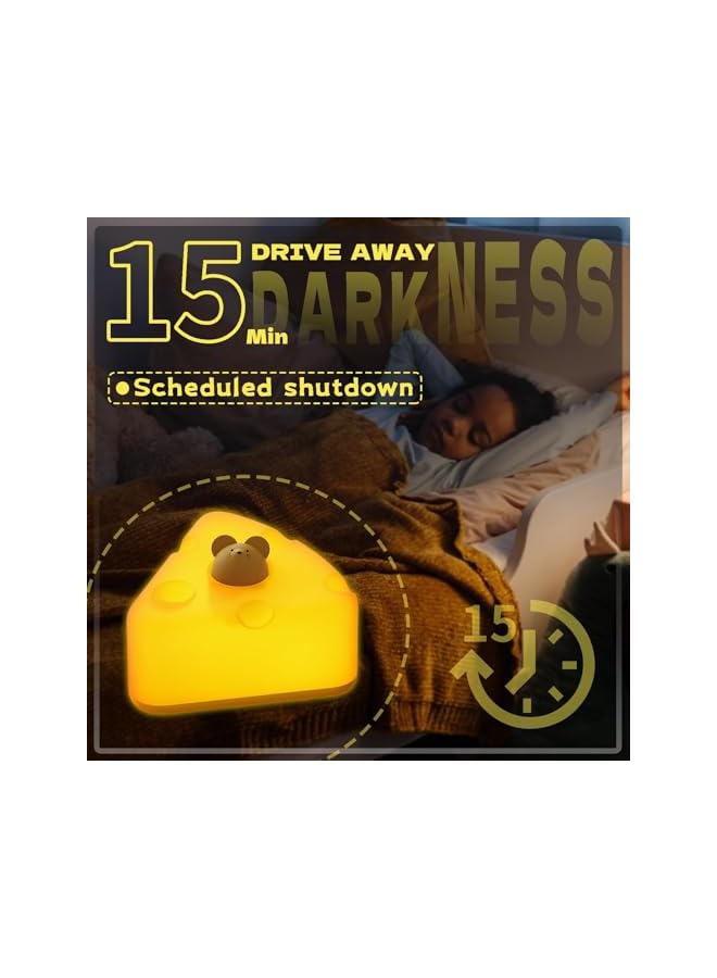 The Bros Kids Night Light, Adjustable Brightness Kids Night Light, Cheese LED Night Light Rechargeable, 15 Minute Timer, Kawaii Baby Night Light Room Decoration, Christmas Gift for Boys and Girls - Image 4