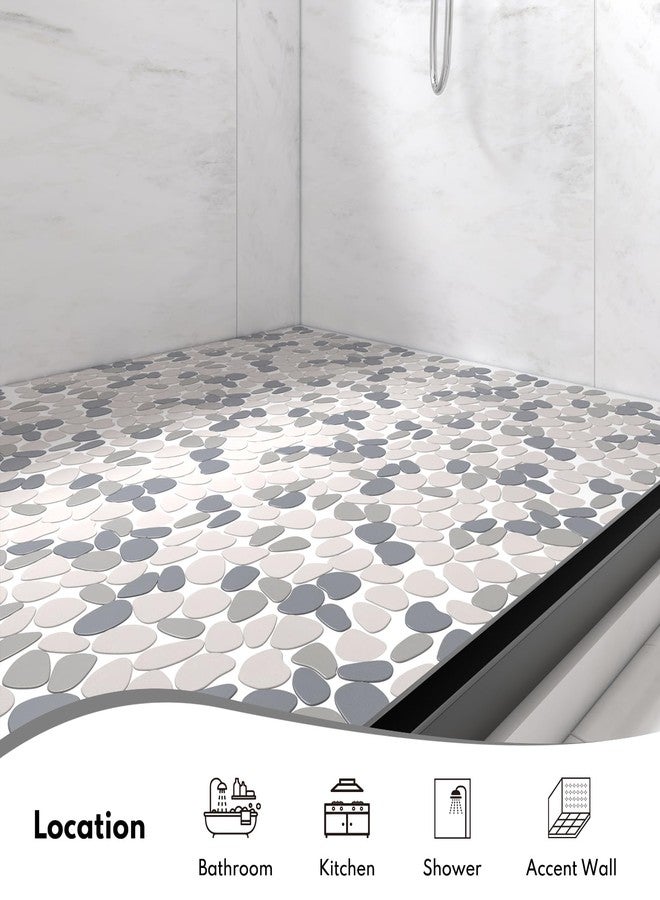 Lovdeco Pebble Tile Shower Floor, Mosaic Pebble Backsplash for Wall, Stone Tiles for Bathroom and Outdoor Garden, White and Grey, 5 Sheets - Image 3