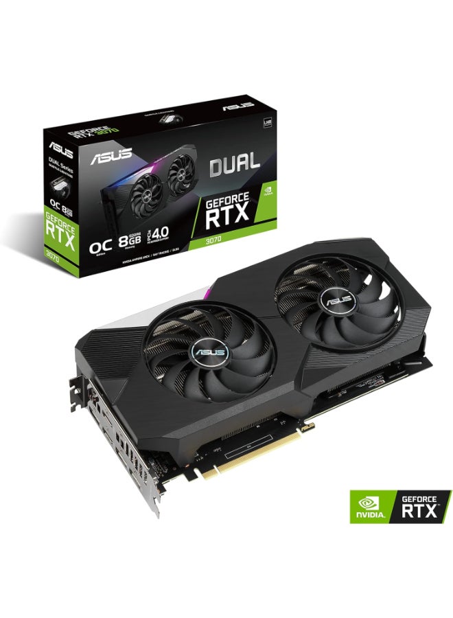 ASUS Dual NVIDIA GeForce RTX 3070 V2 OC Edition Gaming Graphics Card (PCIe 4.0, 8GB GDDR6 Memory, LHR, HDMI 2.1, DisplayPort 1.4a, Axial-tech Fan Design, Dual BIOS, Protective Backplate) - Image 2
