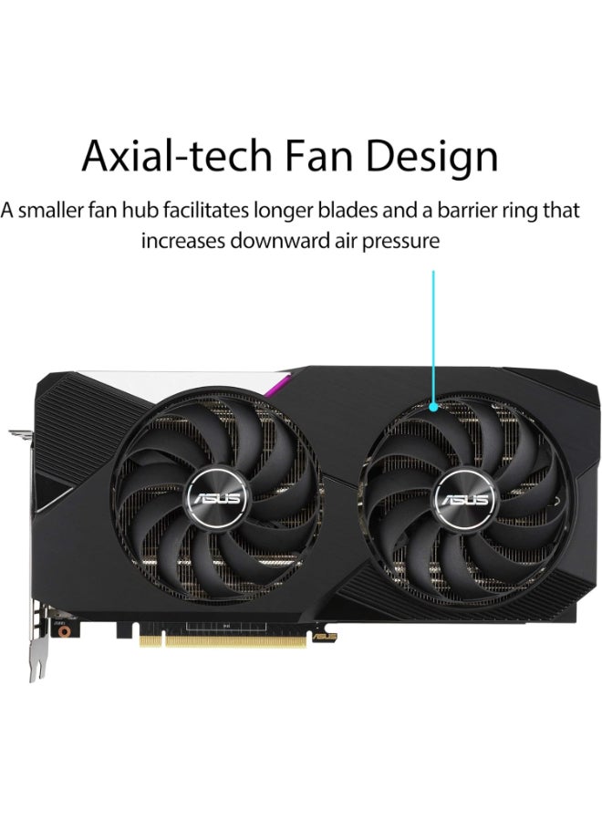 ASUS Dual NVIDIA GeForce RTX 3070 V2 OC Edition Gaming Graphics Card (PCIe 4.0, 8GB GDDR6 Memory, LHR, HDMI 2.1, DisplayPort 1.4a, Axial-tech Fan Design, Dual BIOS, Protective Backplate) - Image 3
