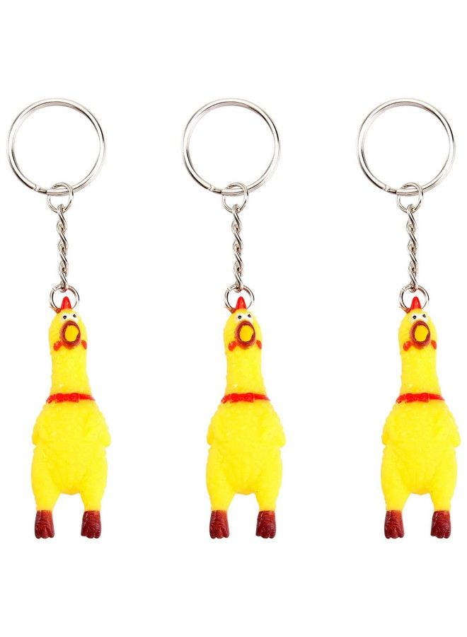 NUOBESTY Screaming Chicken Keychain 3Pcs Mini Squeeze Screaming Chicken Keyrings Rubber Chicken Pendant Toy For Handbag Car Party Gift  - Image 1