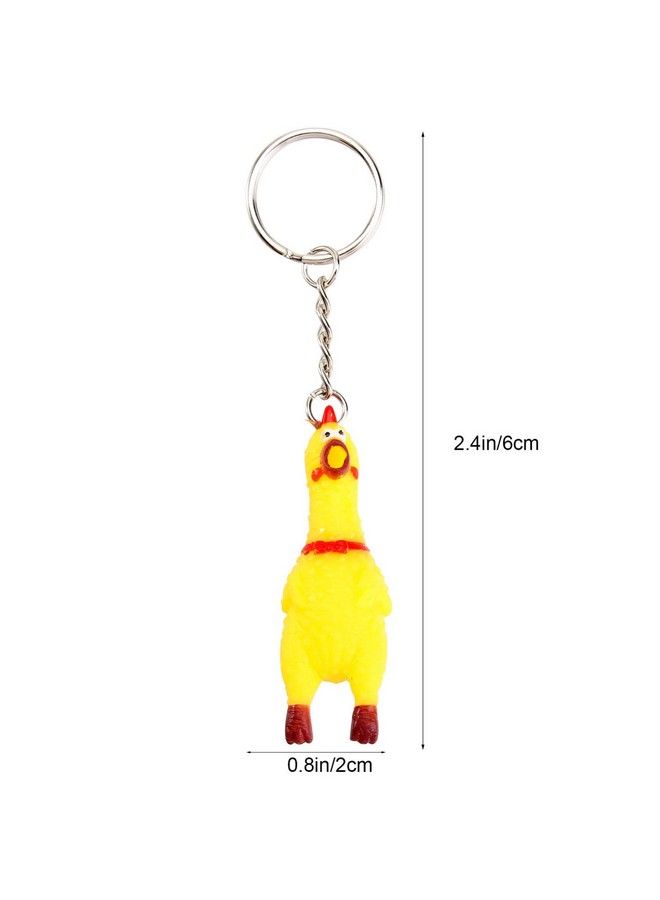 NUOBESTY Screaming Chicken Keychain 3Pcs Mini Squeeze Screaming Chicken Keyrings Rubber Chicken Pendant Toy For Handbag Car Party Gift  - Image 3