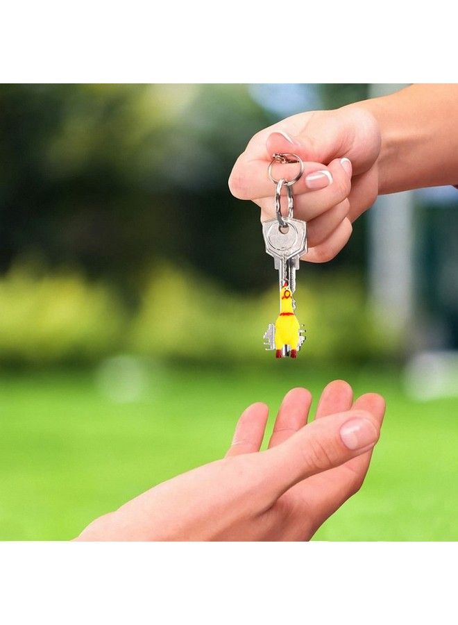 NUOBESTY Screaming Chicken Keychain 3Pcs Mini Squeeze Screaming Chicken Keyrings Rubber Chicken Pendant Toy For Handbag Car Party Gift  - Image 4