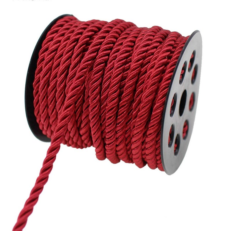 حبل بامير 5 مم 3 مضفر 20 ياردة خيط زخرفي ساتان بوليستر متشابك خيط لامع خيط قلادة خيط DIY لوازم المجوهرات GD20SC150 مارون