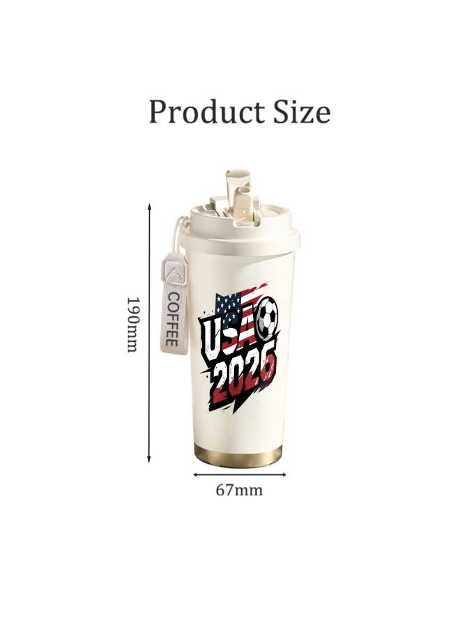FIFA 520ml World Cup Printed Stainless Steel Insulated Water Bottle Double Wall Vacuum Thermal Flask Leakproof Cup for Hot & Cold Drinks - Image 2
