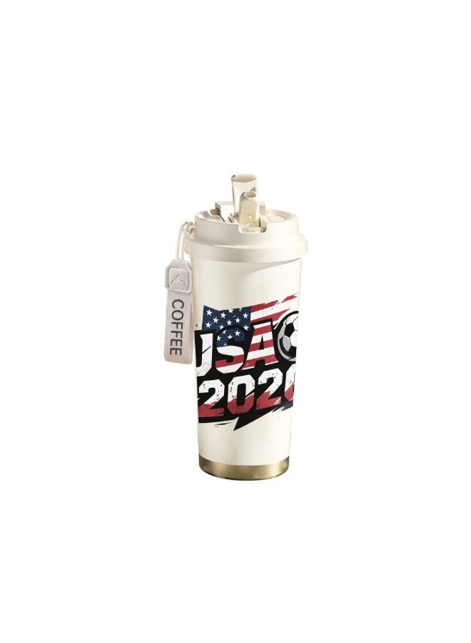 FIFA 520ml World Cup Printed Stainless Steel Insulated Water Bottle Double Wall Vacuum Thermal Flask Leakproof Cup for Hot & Cold Drinks - Image 1