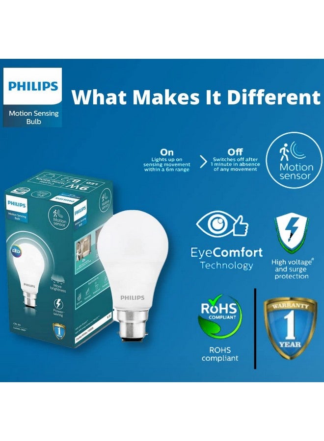 Philips مصباح LED بحساس حركة B22 من فيليبس | ضوء حساس حركة للمنزل | مصباح LED بحساس حركة | أبيض كريستالي، عبوة من 6 - Image 3