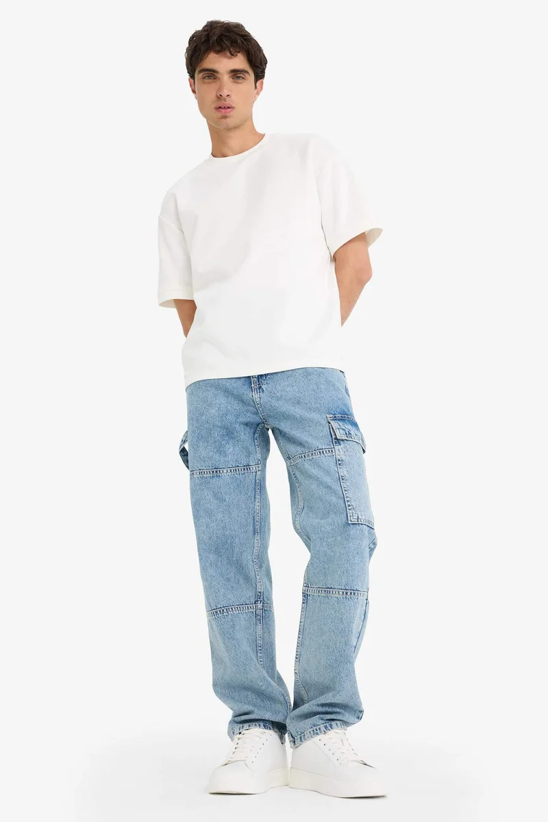 ديفاكتو Cotton Relax Fit Wide Leg Cargo Jeans