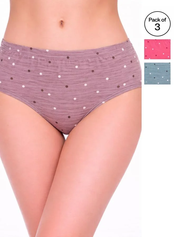 Take Two Pack of 3 - Striped High Leg Briefs By LAZZYCAT