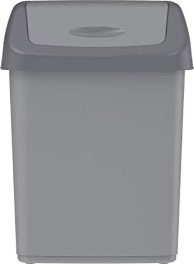30 Liters Rectangular Kitchen Step Trash Can with Secure Slide Lock, Pearl Grey Plastic  - Image 1