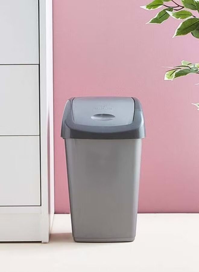 30 Liters Rectangular Kitchen Step Trash Can with Secure Slide Lock, Pearl Grey Plastic  - Image 2