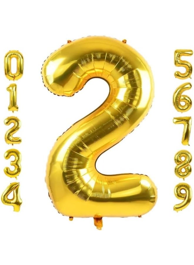 kovar Gold Number Balloon, Large Foil Mylar Party Decoration with Numbers 0-9 (GOLD, 2) - Image 1