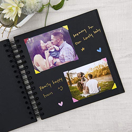Gearchic 8 x 8 Inch Small DIY Scrapbook Photo Album with Cover Photo 80 Pages Hardcover Craft Paper Photo Album for Guest Book, Anniversary, Valentines Day Gifts (Black, 8 x 8 inch) - Image 3