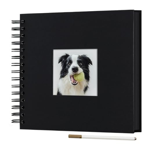 Gearchic 8 x 8 Inch Small DIY Scrapbook Photo Album with Cover Photo 80 Pages Hardcover Craft Paper Photo Album for Guest Book, Anniversary, Valentines Day Gifts (Black, 8 x 8 inch) - Image 1
