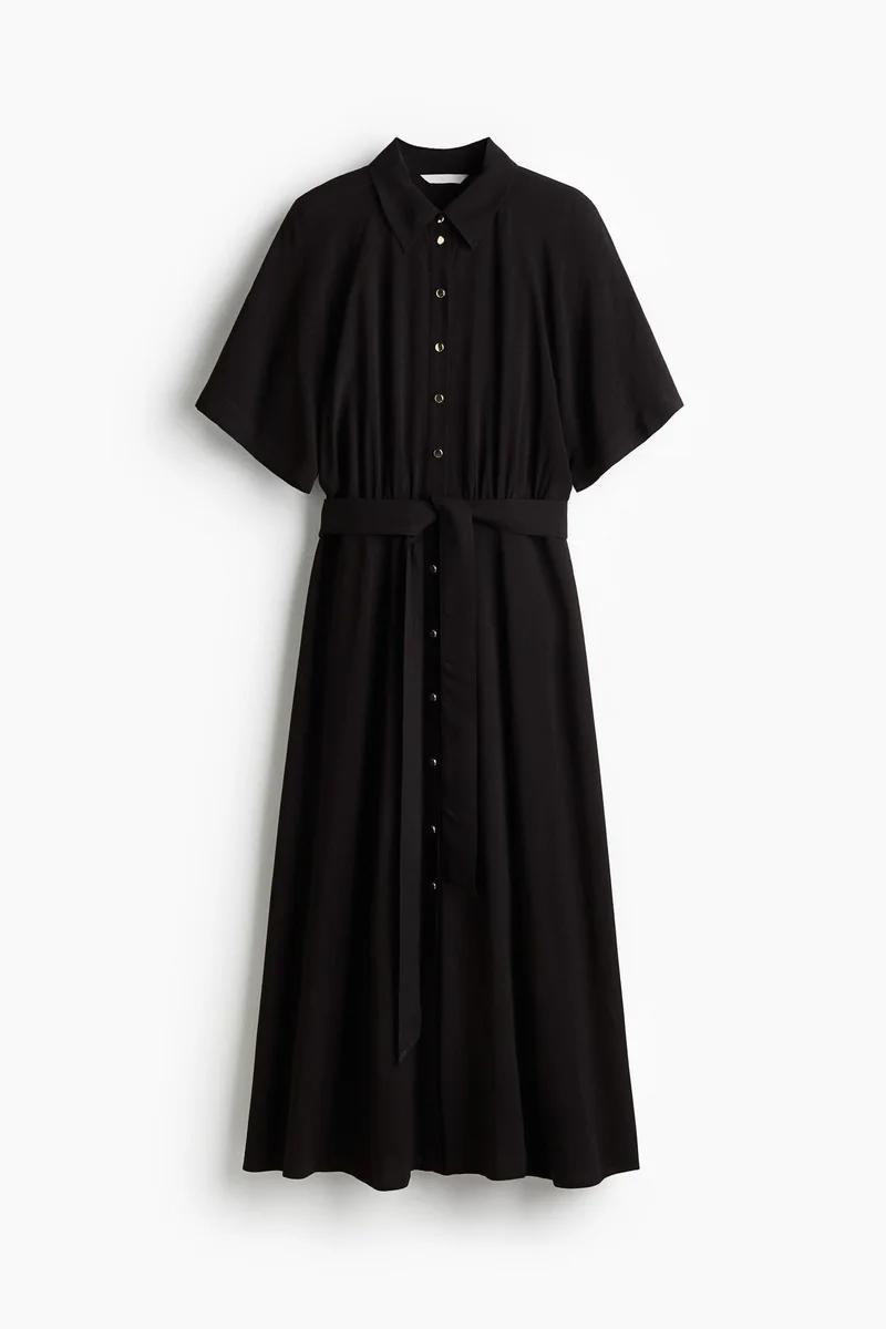 اتش اند ام Tie-belt shirt dress