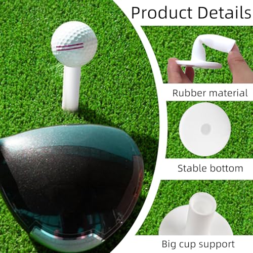 ZNBSIXP Rubber Golf Tees for Mats,Unbreakable Stable Driving Range Tees for Golf Simulator Practice Mats,5-Piece Mixed Size Set(White) - Image 4