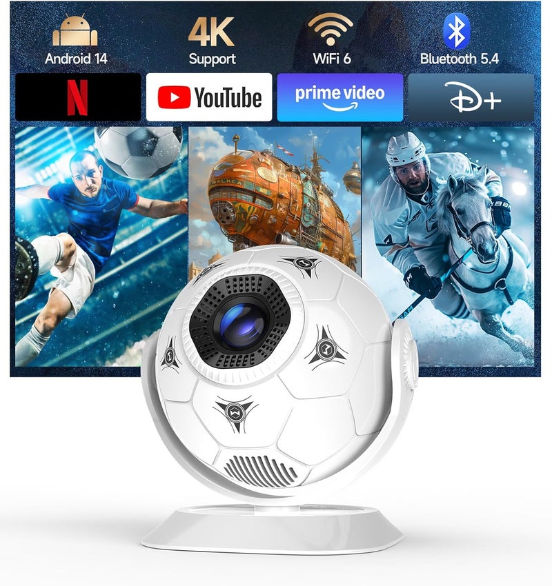 ماجكوبيك بروجيكتور Magcubic يدعم 4K، دقة أصلية 720P، WiFi 6 و Bluetooth 5.4 | نظام Android 14 مدمج، تصحيح الانحراف التلقائي، إسقاط سقفي 360 درجة للمنزل، متوافق مع HD و USB والهاتف و TV Stick - Image 1