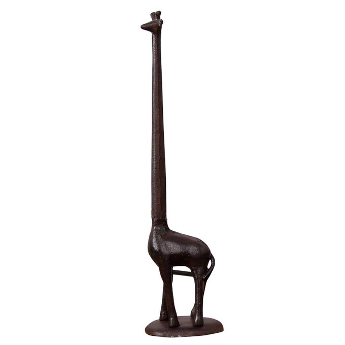 CAST IRON GIRAFFE PAPER HOLDER DECORATIVE BATHROOM TOILET PAPER HOLDER STAND 325 X 175 X 425 INCHES BROWN