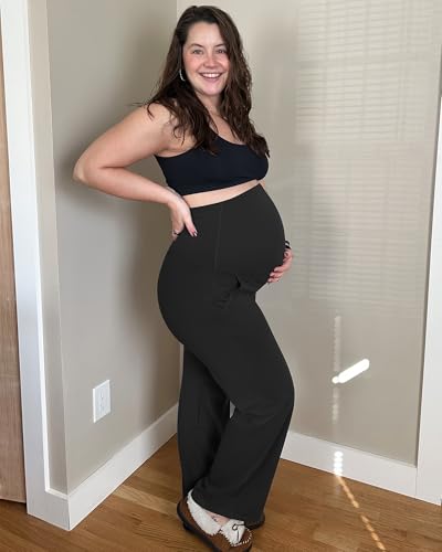G4Free Maternity Yoga Pants with Pockets Pregnancy Outfit Dress Work Pants for Casual Athletic WorkoutBlackLPetite - Image 3