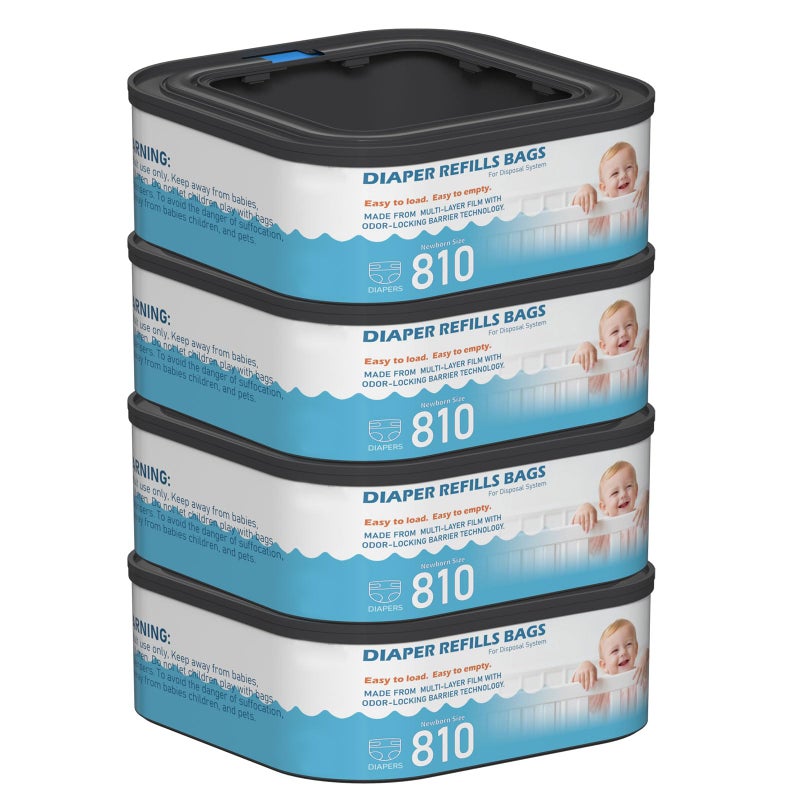 Fununcat Jumbo Square Refills Disposal Bags Refill Compatible with Diaper Genie Classic, Compact and Select Pails, Hold Up to 810 Newborn-Sized Diapers Per Refill, 4 Packs - Image 1