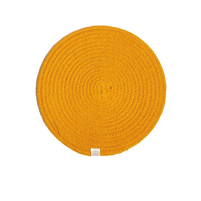 JASMEY HOMES Set of 2 Dining Table Mat 30cm Round Mat Yellow Solid Used as Centre Table dcor placematHouse Warming Gifts for New Home - Image 1