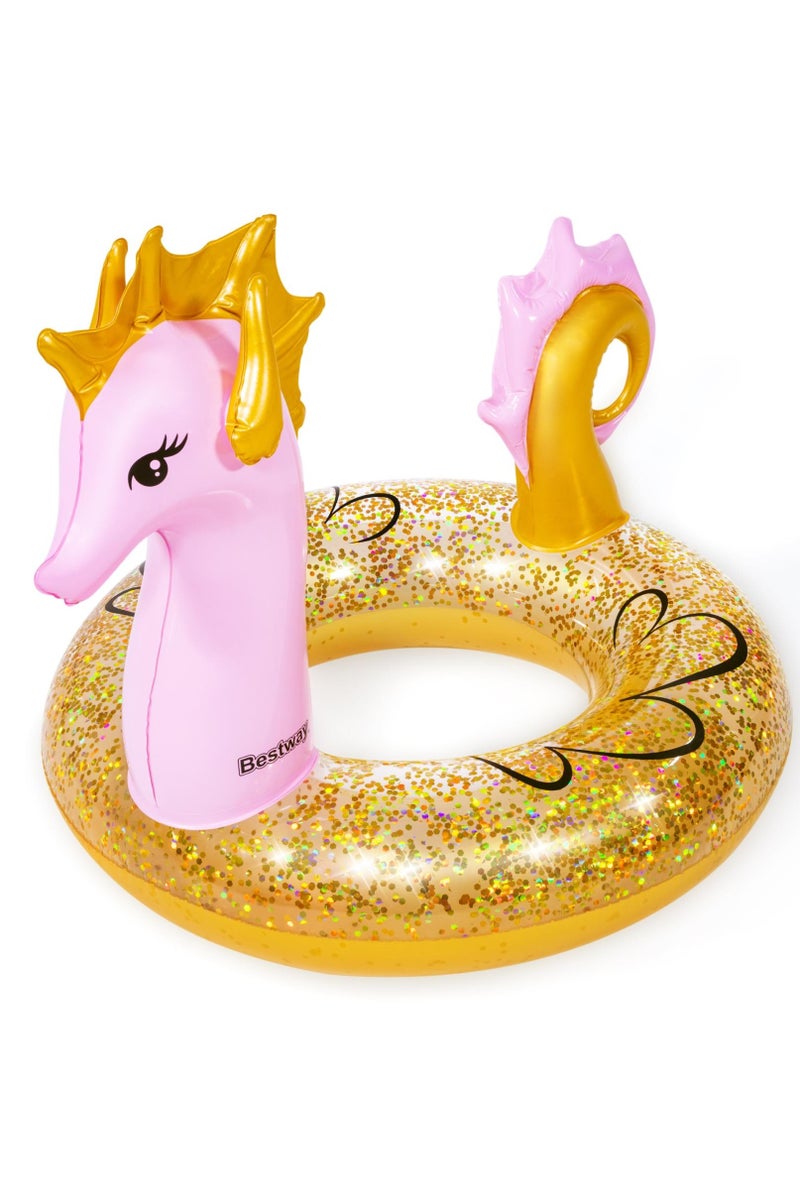 Bestway Glitter Seahorse Swim Ring Float  | Inflatable Ride-on | Pool Float | Summer Water Toy | Pool & Beach Toy - Image 1