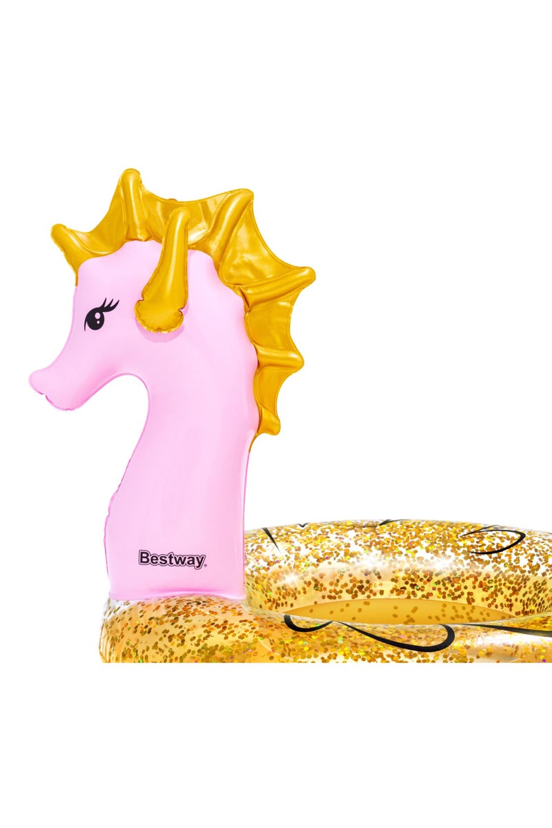 Bestway Glitter Seahorse Swim Ring Float  | Inflatable Ride-on | Pool Float | Summer Water Toy | Pool & Beach Toy - Image 3