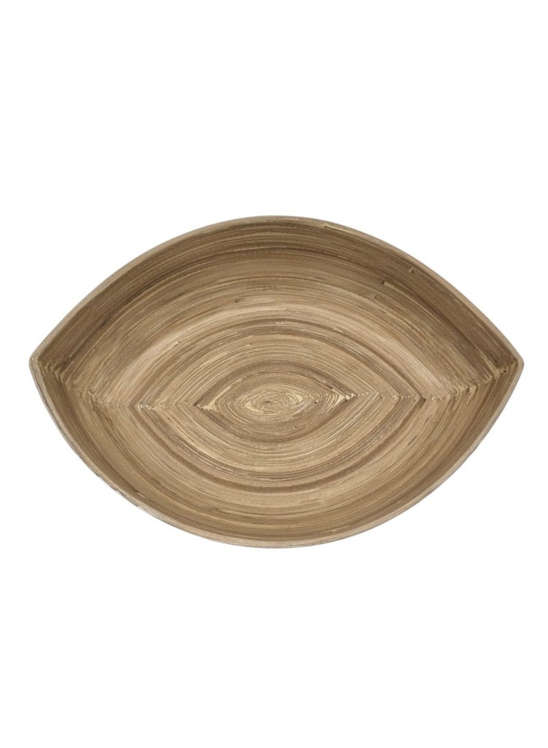AKDC Modern Bamboo Oval Shape Serving Bowl-26cmX22cmX5cm-CadetBlue&Bamboo - Image 2