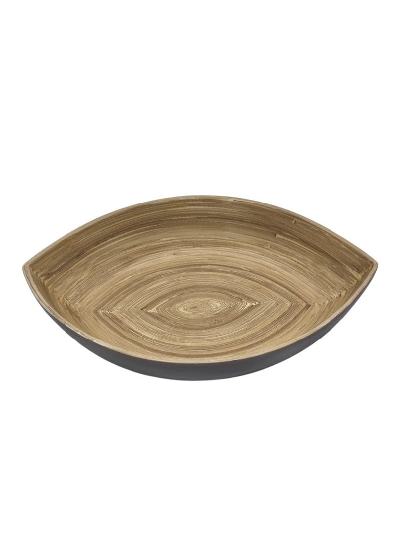 AKDC Modern Bamboo Oval Shape Serving Bowl-26cmX22cmX5cm-CadetBlue&Bamboo - Image 3