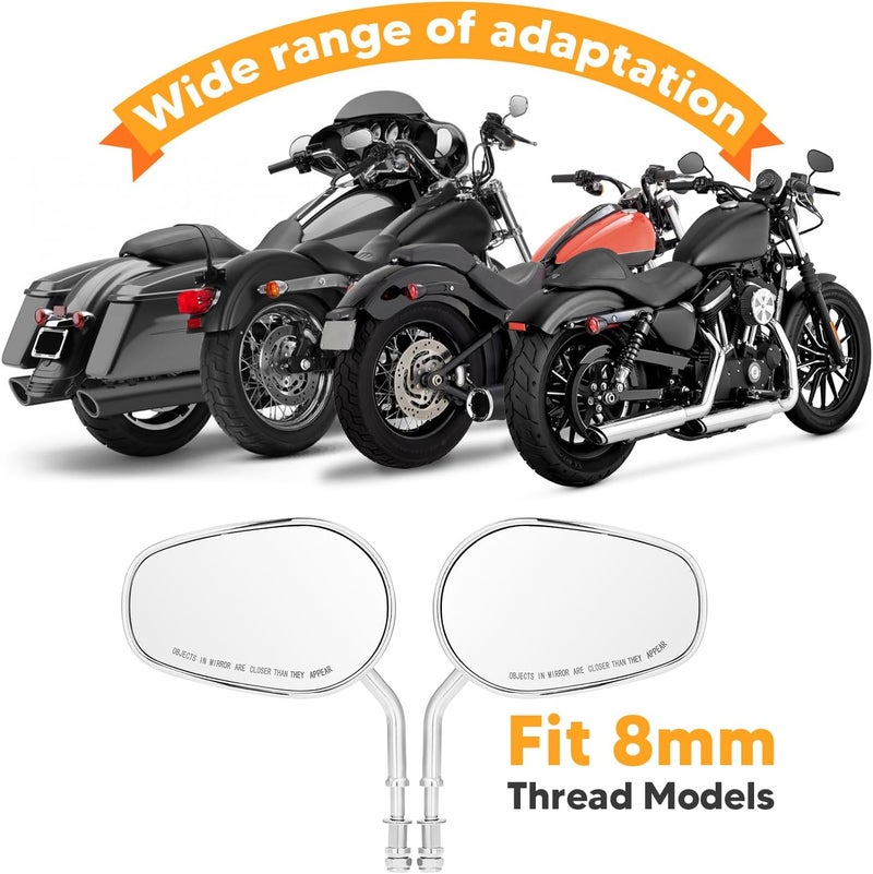 Mofun 8mm Chrome Tapered Mirrors for Harley Models - Image 5