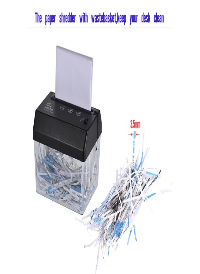 آلة تقطيع ورق صغيرة محمولة تعمل بمنفذ USB، تقطع شرائح ورق بحجم A6، وتطوي ورق A4، مزودة بفتّاحة رسائل وسلة مهملات، مناسبة للمكتب والمنزل والمدرسة والقرطاسية المكتبية. - Image 3
