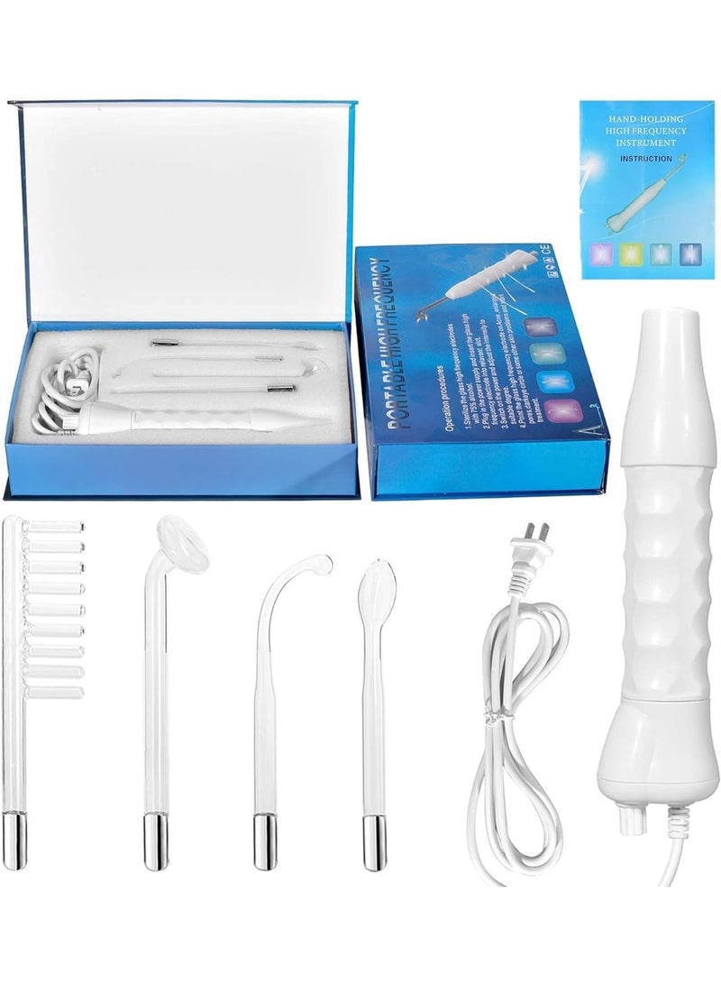 Portable High Frequency Machine Facial Wand Acne for Skin Tightening Acne Spot Wrinkles Reducing Puffy Eyes Dark Circles Dispel Freckle 4 in 1 Handheld High Frequency Machine for Face & Hair - Image 2