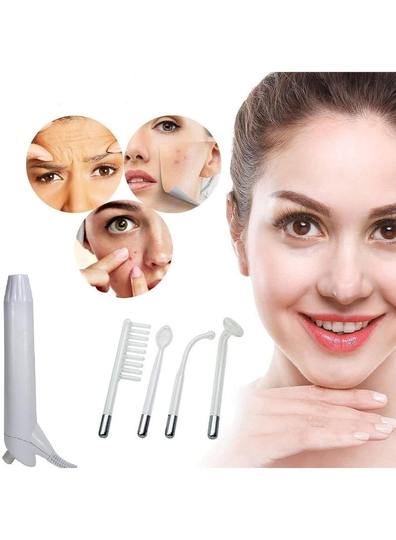 Portable High Frequency Machine Facial Wand Acne for Skin Tightening Acne Spot Wrinkles Reducing Puffy Eyes Dark Circles Dispel Freckle 4 in 1 Handheld High Frequency Machine for Face & Hair - Image 5