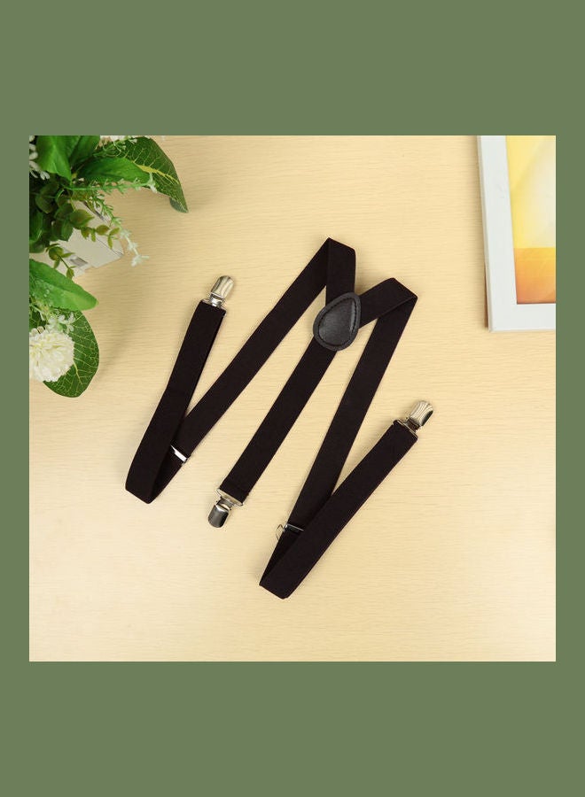 Clip On Suspenders Elastic Y-Shape Back Formal Braces Coffee - Image 3