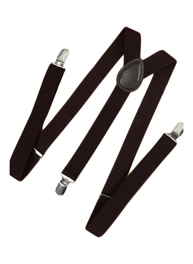 Clip On Suspenders Elastic Y-Shape Back Formal Braces Coffee - Image 1