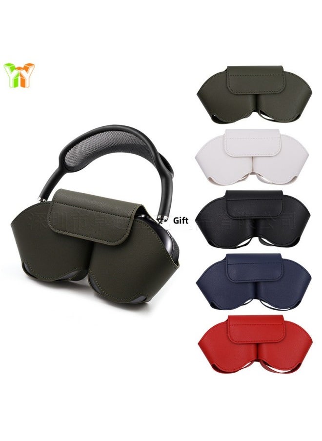 Generic - A Korean PU Leather Bluetooth Headset Storage Bag For Airpods Max Headset Protective Cover-Color:Black-Model:airpods Max - Image 1